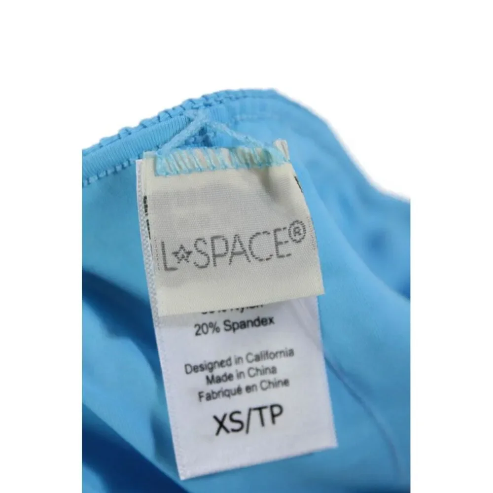 L Space Womens Smocked Solid High Waisted Bikini Bottoms Blue Size XS